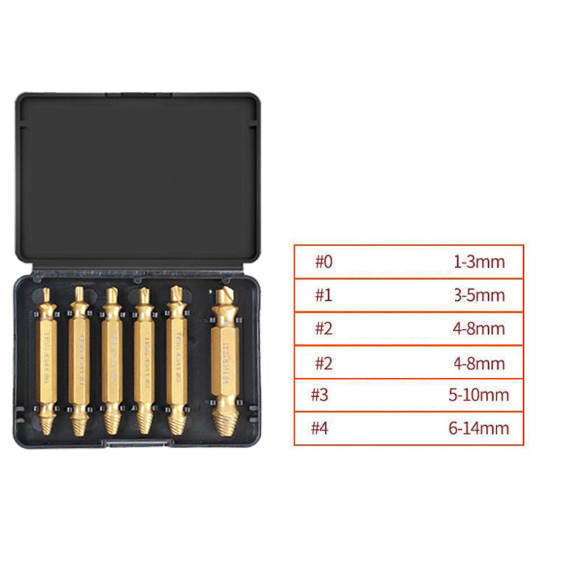 Chromium Vanadium Steel Screw Extractor Set - Left-Handed Spiral Fluted Design for Broken & Stripped Screws (Coarse & Fine Threads, 1-21mm)
