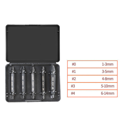 Chromium Vanadium Steel Screw Extractor Set - Left-Handed Spiral Fluted Design for Broken & Stripped Screws (Coarse & Fine Threads, 1-21mm)