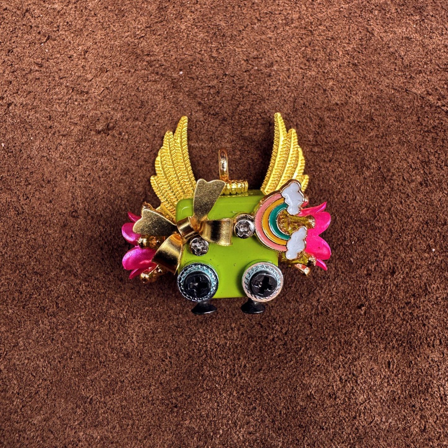 Punk Robot Wooden Pendant - Trendy Handmade Keychain & Phone Charm, Convertible Unisex Necklace for Collectors