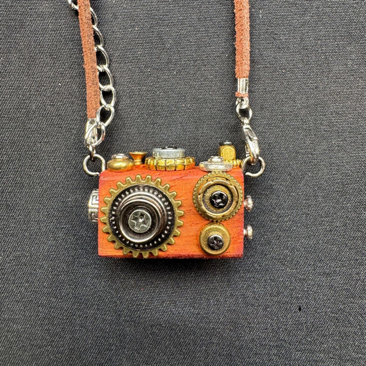 Retro-Futuristic Camera Robot - Original Handmade Punk Pendant for Statement Necklace or Keychain