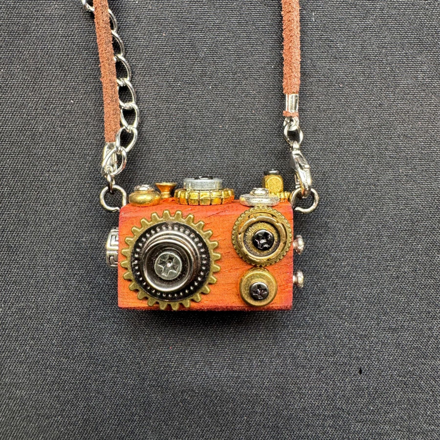 Retro-Futuristic Camera Robot - Original Handmade Punk Pendant for Statement Necklace or Keychain