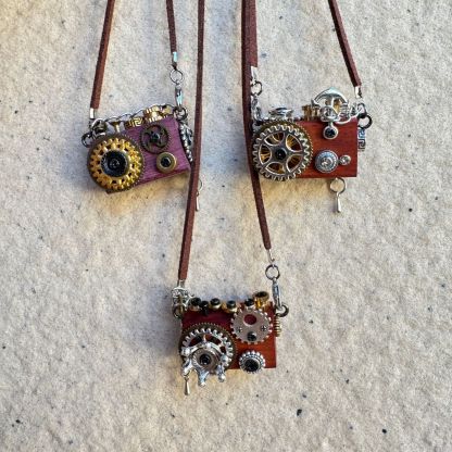 Retro-Futuristic Camera Robot - Original Handmade Punk Pendant for Statement Necklace or Keychain