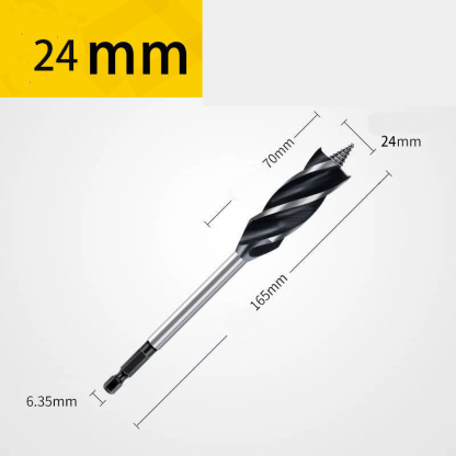 Extra Long 4-Groove 4-Cutter Wood Auger Bit, Hex Shank Door Lock & Drawer Hole Borer, Efficient Chip Removal & Countersink Drill Bit for Soft/Hard Wood & Plastic