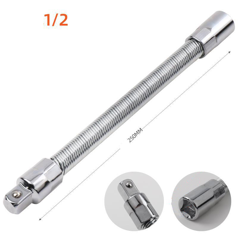 Industrial Flexible Extension Bar - 1/4" 3/8" 1/2" Chrome Vanadium Reversible Wobbly Socket Adapter with Anti-Drop Design