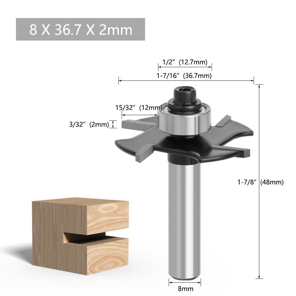 1/2" Shank 4-Flute Ball Nose T-Slot Router Bit for Woodworking, Door Frame Mortise & Tenon, Casing Grooving, Edge Trimming