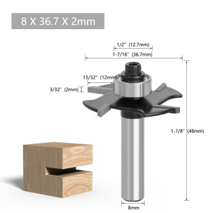 1/2" Shank 4-Flute Ball Nose T-Slot Router Bit for Woodworking, Door Frame Mortise & Tenon, Casing Grooving, Edge Trimming