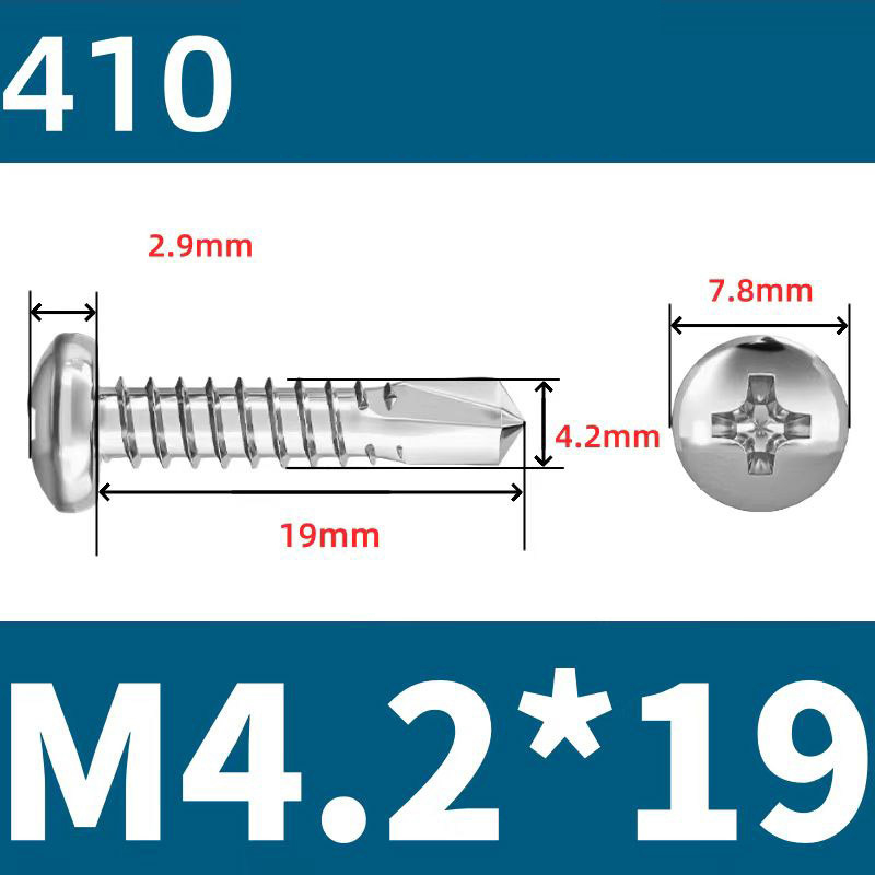 410 Stainless Steel Cross Round Head Self-Drilling Screws (Self-Tapping & Self-Drilling Teardrop Thread Screws) – Fully Hardened Fasteners, Full Specifications from M2.9 to M6.3