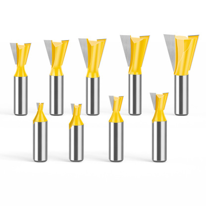 Dovetail Slot Bit - 1/4" & 1/2" Shank - Woodworking Router Bit for Dovetail Joints, Trim, and Edge Profiling - Teflon Coated