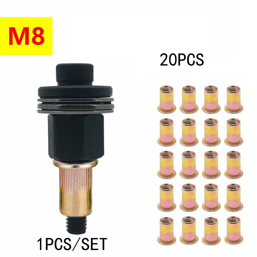 Hand Rivet Nut Tool Kit - Manual & Drill Powered - Complete Set with Free Rivet Nuts for M3 to M12 - Universal Fastener for Sheet Metal, Auto License Plate, Steel Studs