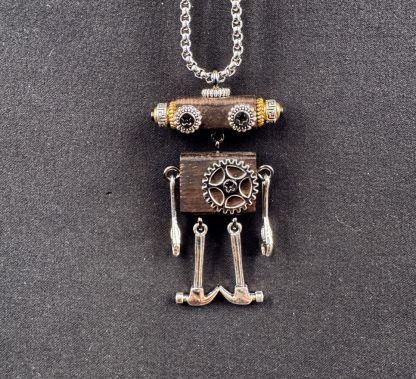 Steampunk Robot Wearable Art - Original Handmade Statement Pendant for Daily Style, Unisex Necklace & Tech Accessory