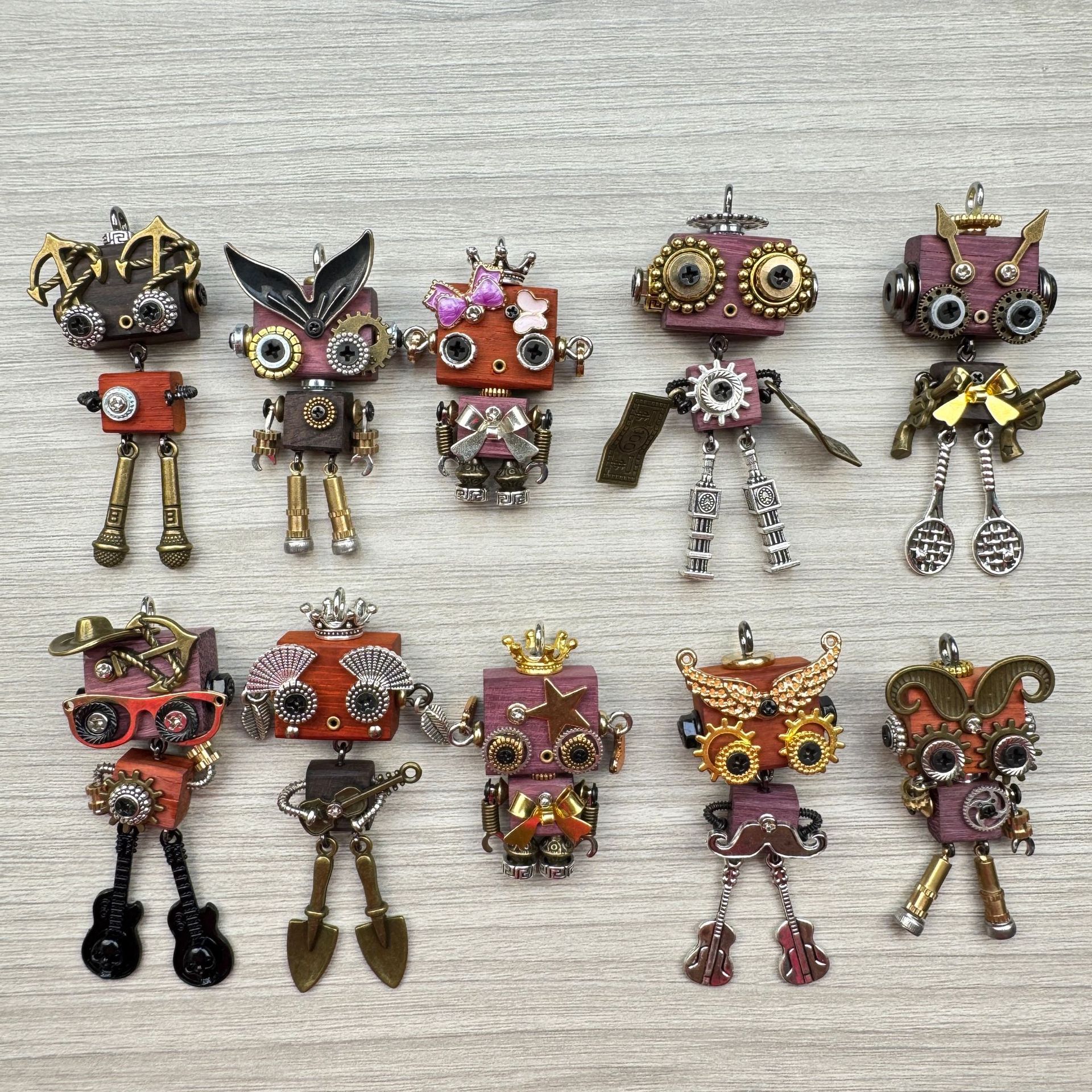 Original Steampunk Robot Pendant - Handcrafted Cultural Creative Artifact for Necklace & Phone Chain, Unique Unisex Designer Jewelry