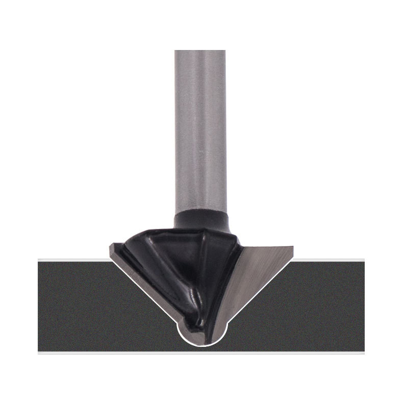 90° Round-Nose V-Groove Router Bit - Tungsten Carbide Tipped, 1/4" Shank, for Chamfering, Flanging & Slotting in Wall Panels, Wood Veneer, & Carbon Crystal Boards