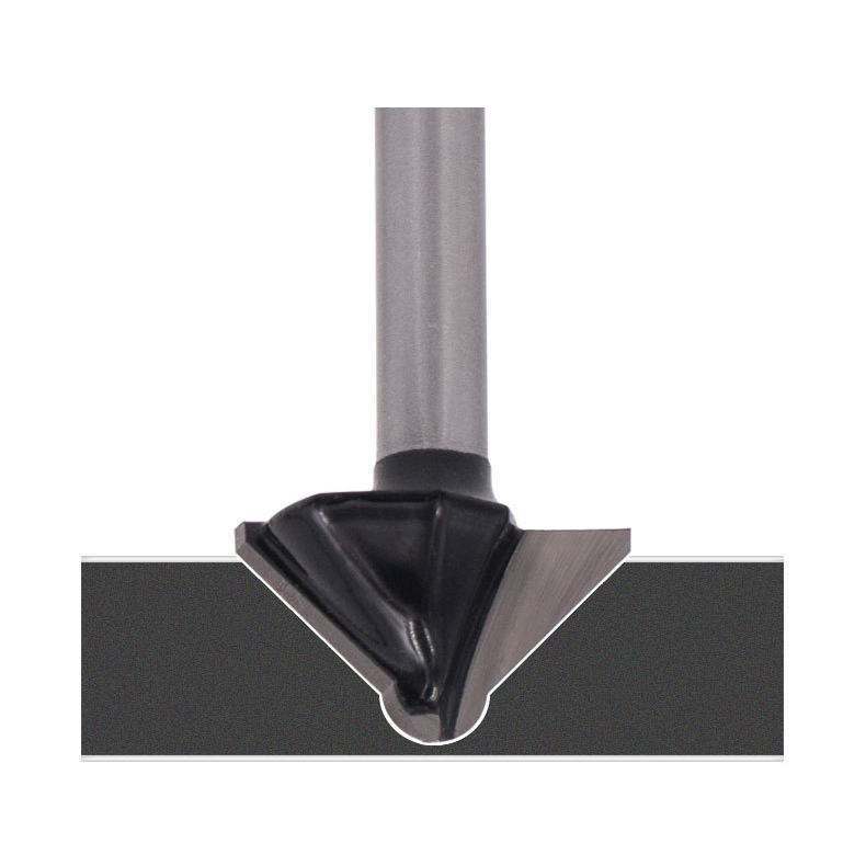 90° Round-Nose V-Groove Router Bit - Tungsten Carbide Tipped, 1/4" Shank, for Chamfering, Flanging & Slotting in Wall Panels, Wood Veneer, & Carbon Crystal Boards