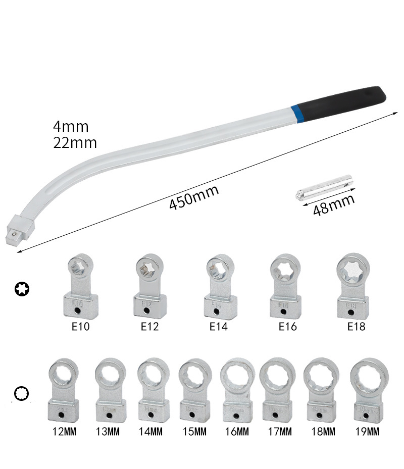 15-Piece Engine Belt Tensioner Wrench Set | Flat Long-Reach Serpentine Belt Tool Kit | Chrome Vanadium Steel Forged | Professional Automotive Repair Tools for Idler & Tensioner Pulley Adjustment