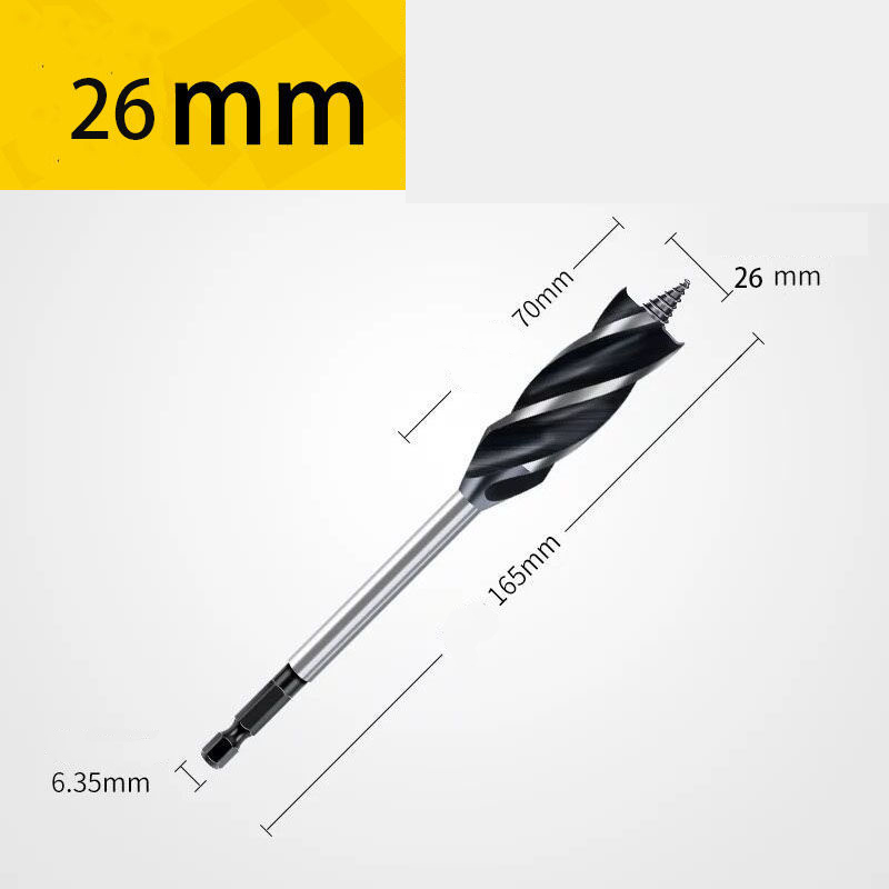 Extra Long 4-Groove 4-Cutter Wood Auger Bit, Hex Shank Door Lock & Drawer Hole Borer, Efficient Chip Removal & Countersink Drill Bit for Soft/Hard Wood & Plastic