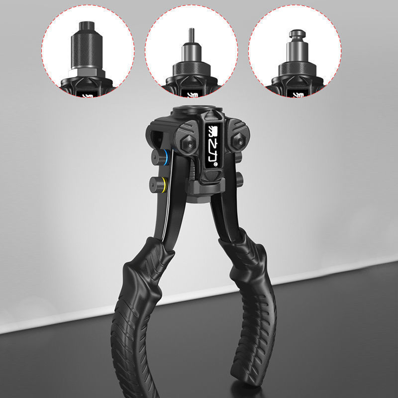 Professional 3-in-1 Hand Tool: Heavy-Duty Labor-Saving Rivet Gun, Nut & Hole Punch Tool Kit with Storage Case