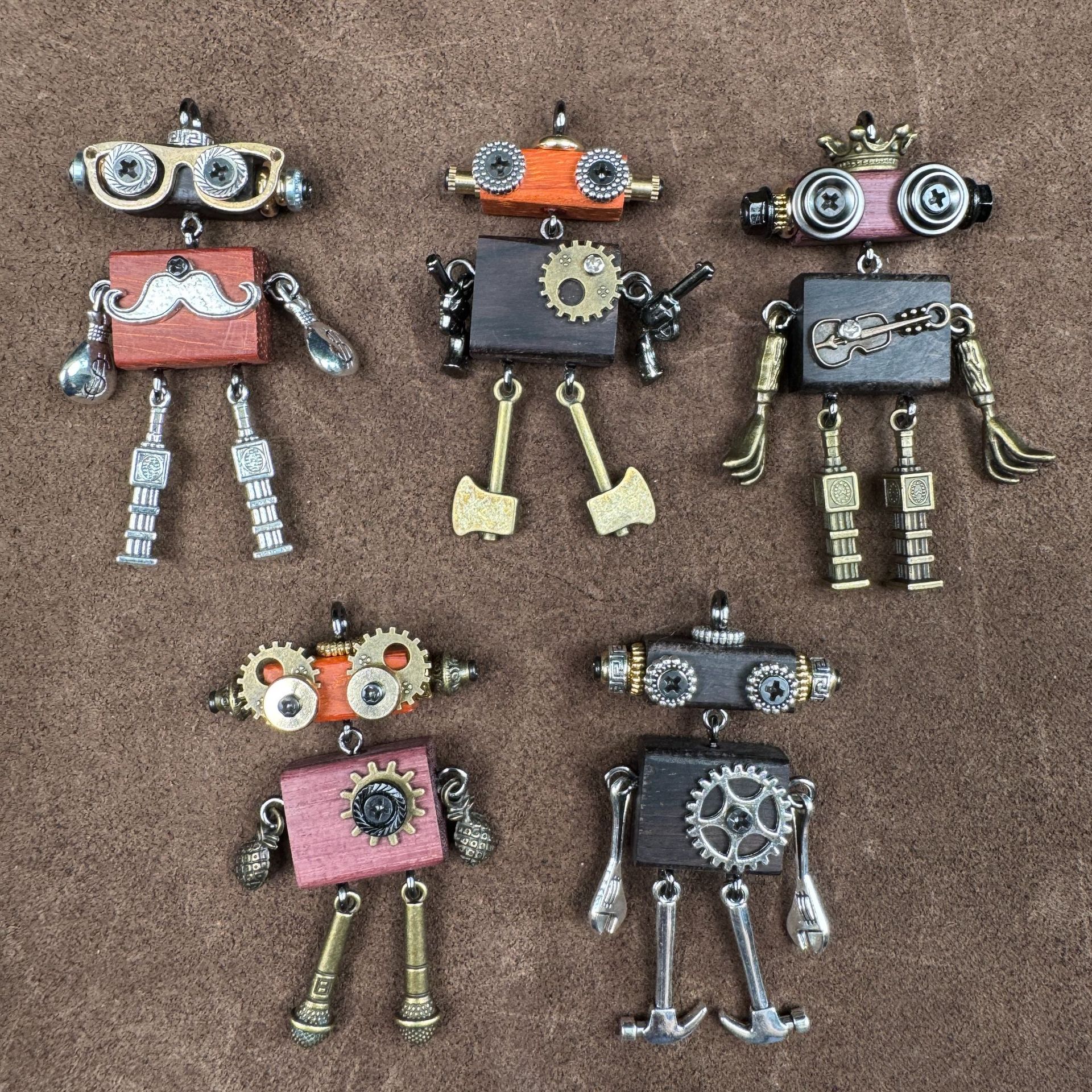 Steampunk Robot Wearable Art - Original Handmade Statement Pendant for Daily Style, Unisex Necklace & Tech Accessory