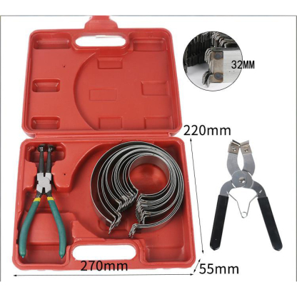 Universal Piston Ring Installation Tool Set | 45mm Wide & 32mm Standard Piston Ring Compressor | Manganese Steel Forged | 14-Piece Kit with Ring Pliers | Fits 62-145mm Cylinder Bores