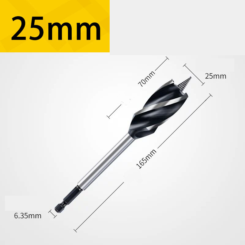 Extra Long 4-Groove 4-Cutter Wood Auger Bit, Hex Shank Door Lock & Drawer Hole Borer, Efficient Chip Removal & Countersink Drill Bit for Soft/Hard Wood & Plastic
