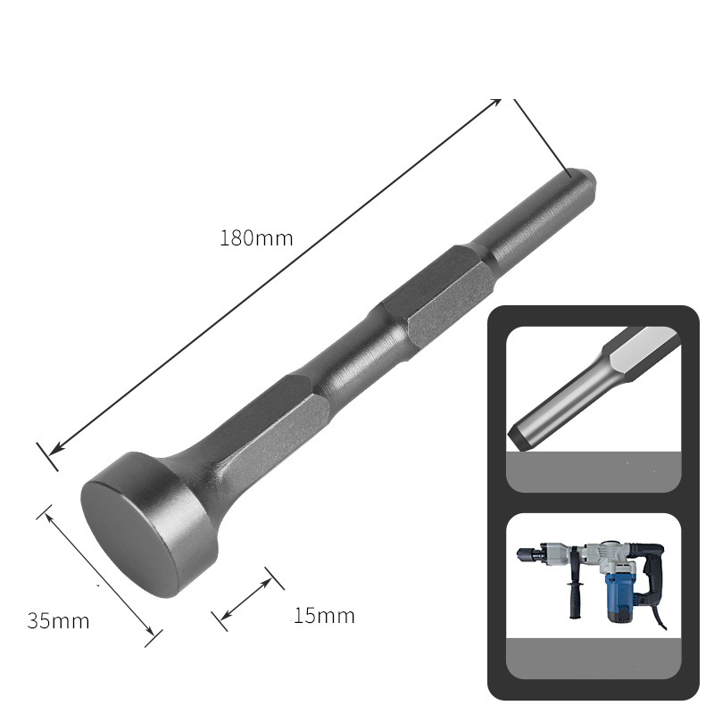 Demolition Hammer Chisel Points & Accessories - Square/Hex/Round Shank, Flat/Concave/Arc Head - for Duct Seaming, Pipe Crimping, Orchard Fencing, Flood Control Piling