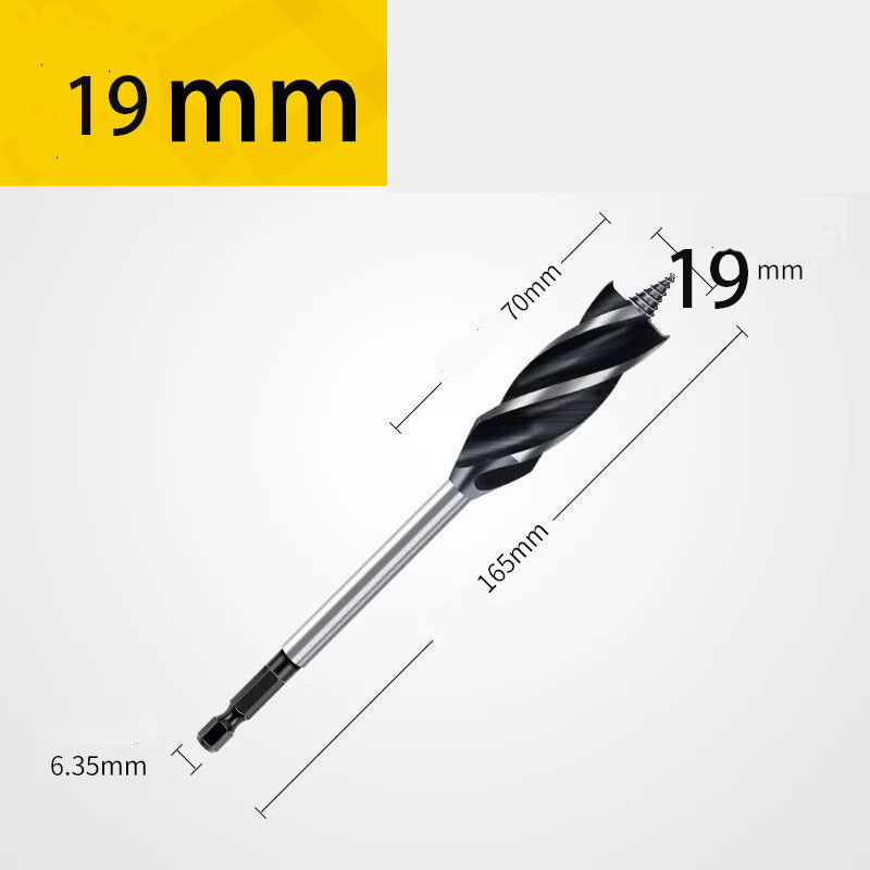 Extra Long 4-Groove 4-Cutter Wood Auger Bit, Hex Shank Door Lock & Drawer Hole Borer, Efficient Chip Removal & Countersink Drill Bit for Soft/Hard Wood & Plastic