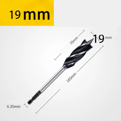 Extra Long 4-Groove 4-Cutter Wood Auger Bit, Hex Shank Door Lock & Drawer Hole Borer, Efficient Chip Removal & Countersink Drill Bit for Soft/Hard Wood & Plastic