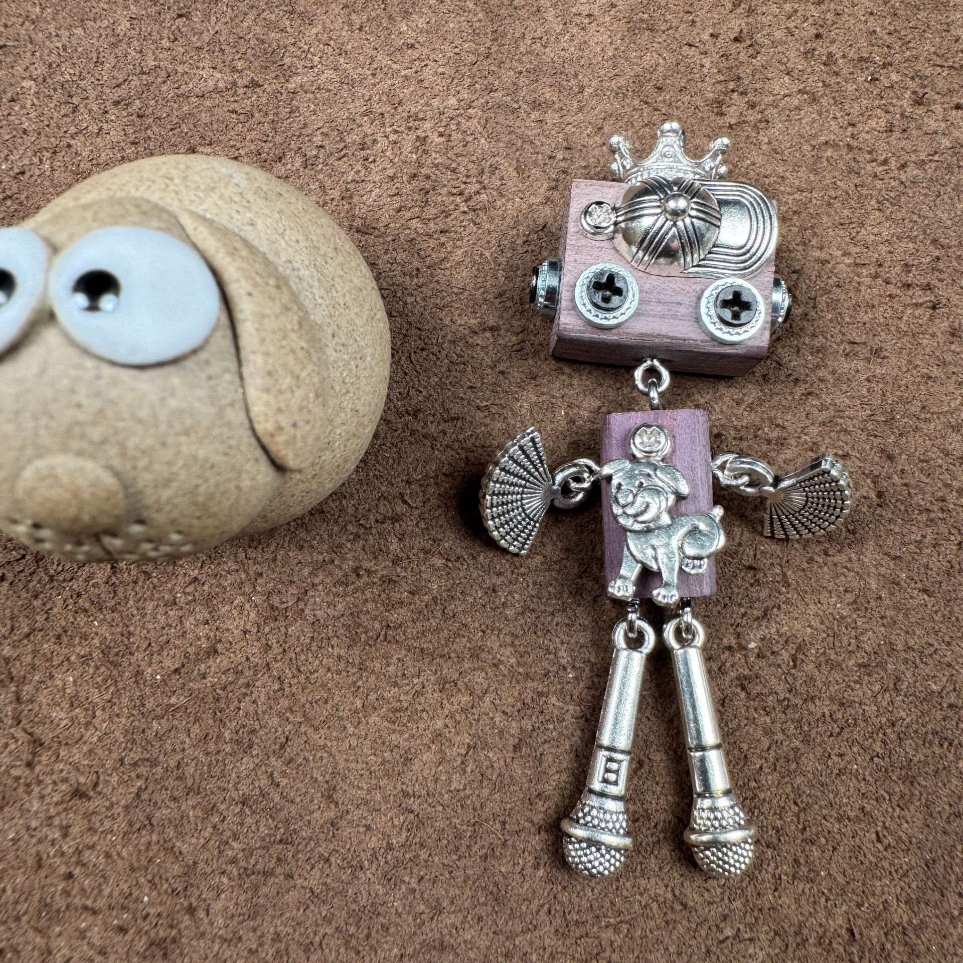 Personalized Zodiac Gift - Punk Robot Animal Keychain, Handmade Wooden Necklace Pendant with 12 Chinese Zodiac Signs