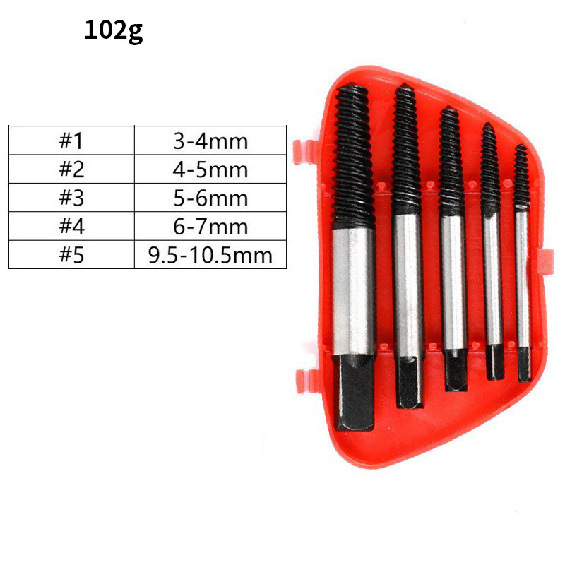Chromium Vanadium Steel Screw Extractor Set - Left-Handed Spiral Fluted Design for Broken & Stripped Screws (Coarse & Fine Threads, 1-21mm)