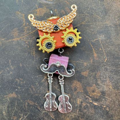 Original Steampunk Robot Pendant - Handcrafted Cultural Creative Artifact for Necklace & Phone Chain, Unique Unisex Designer Jewelry