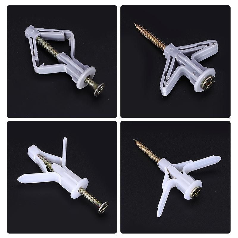 Gypsum Board Specific Airplane/Butterfly Type Expansion Anchors - Hollow Brick Self-Tapping Wall Plugs - Nylon Expansion Screws