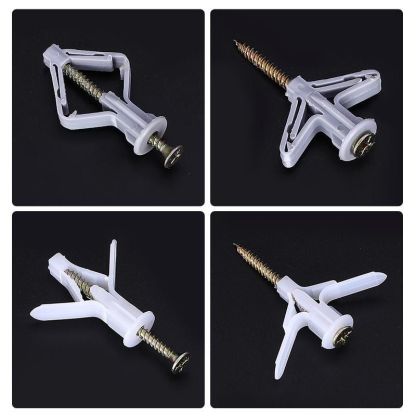 Gypsum Board Specific Airplane/Butterfly Type Expansion Anchors - Hollow Brick Self-Tapping Wall Plugs - Nylon Expansion Screws