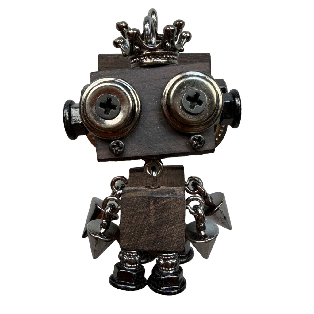 Dark Industrial Robot Pendant - Edgy Unisex Necklace Charm & Keychain, Handcrafted Streetwear Jewelry Art