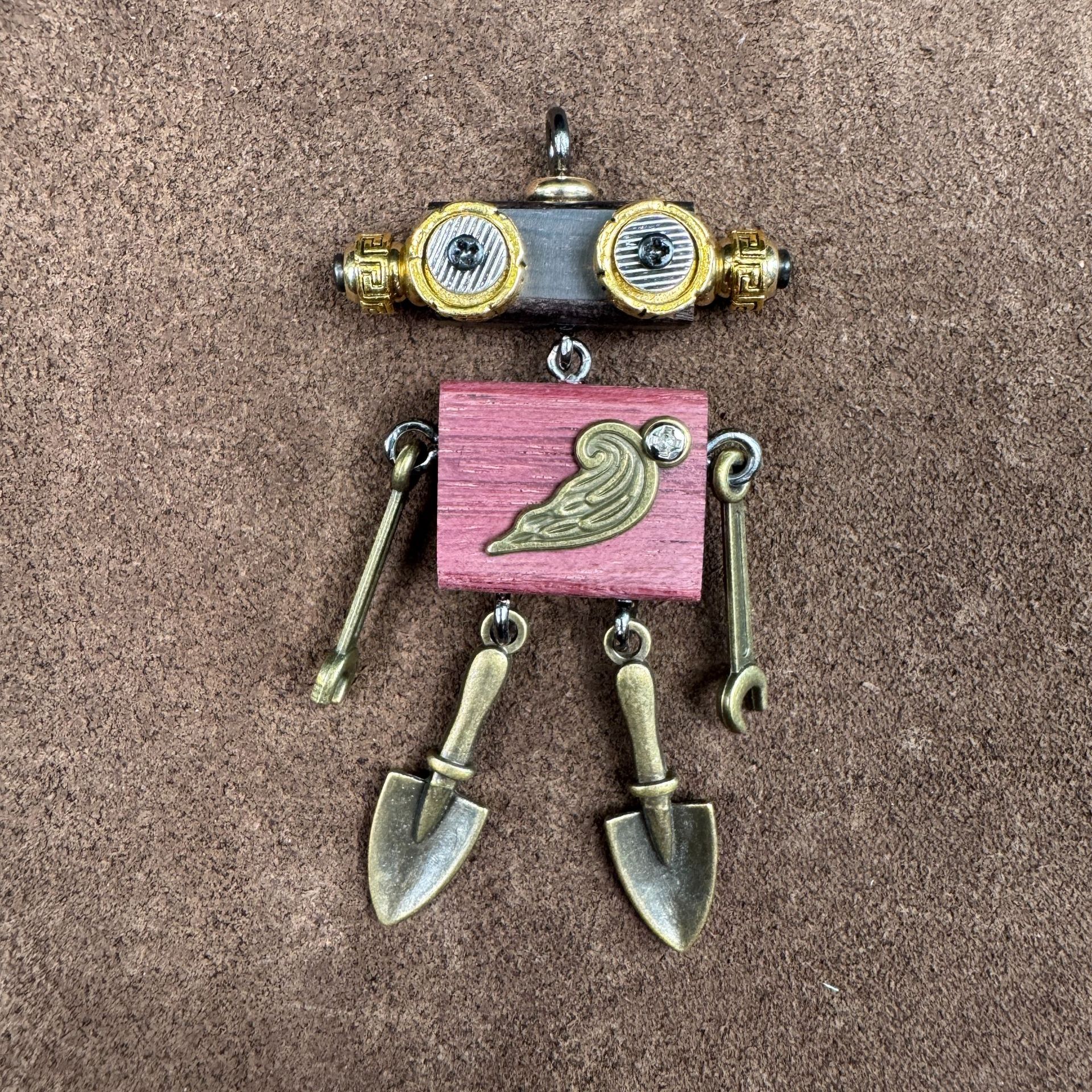 Steampunk Robot Wearable Art - Original Handmade Statement Pendant for Daily Style, Unisex Necklace & Tech Accessory