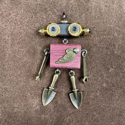 Steampunk Robot Wearable Art - Original Handmade Statement Pendant for Daily Style, Unisex Necklace & Tech Accessory