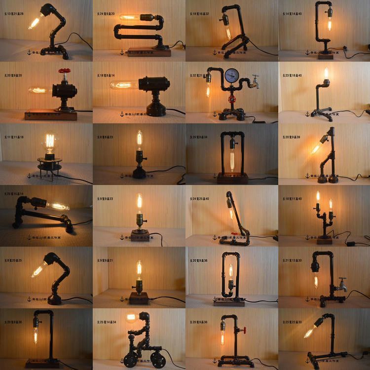 DIY Industrial Pipe Table Lamp | Retro Bronze Finish Iron Desk Light | Customizable Bedside Lamp | Minimalist Decorative Light for Bar, Café, Study & Bedroom