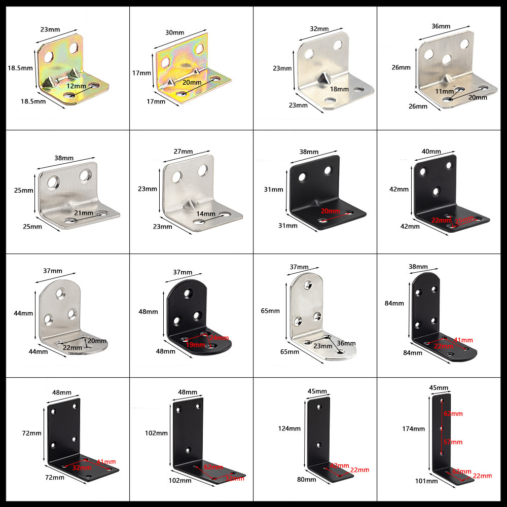 Stainless Steel Corner Bracket, 90-Degree Right Angle Connector, Reinforced L-Shaped Metal Corner Fixing Brace