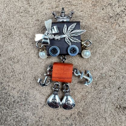 Handmade Wood & Punk Robot Charm - Your Perfect Daily Companion as a Necklace Pendant or Keychain, Unisex Artisan Piece