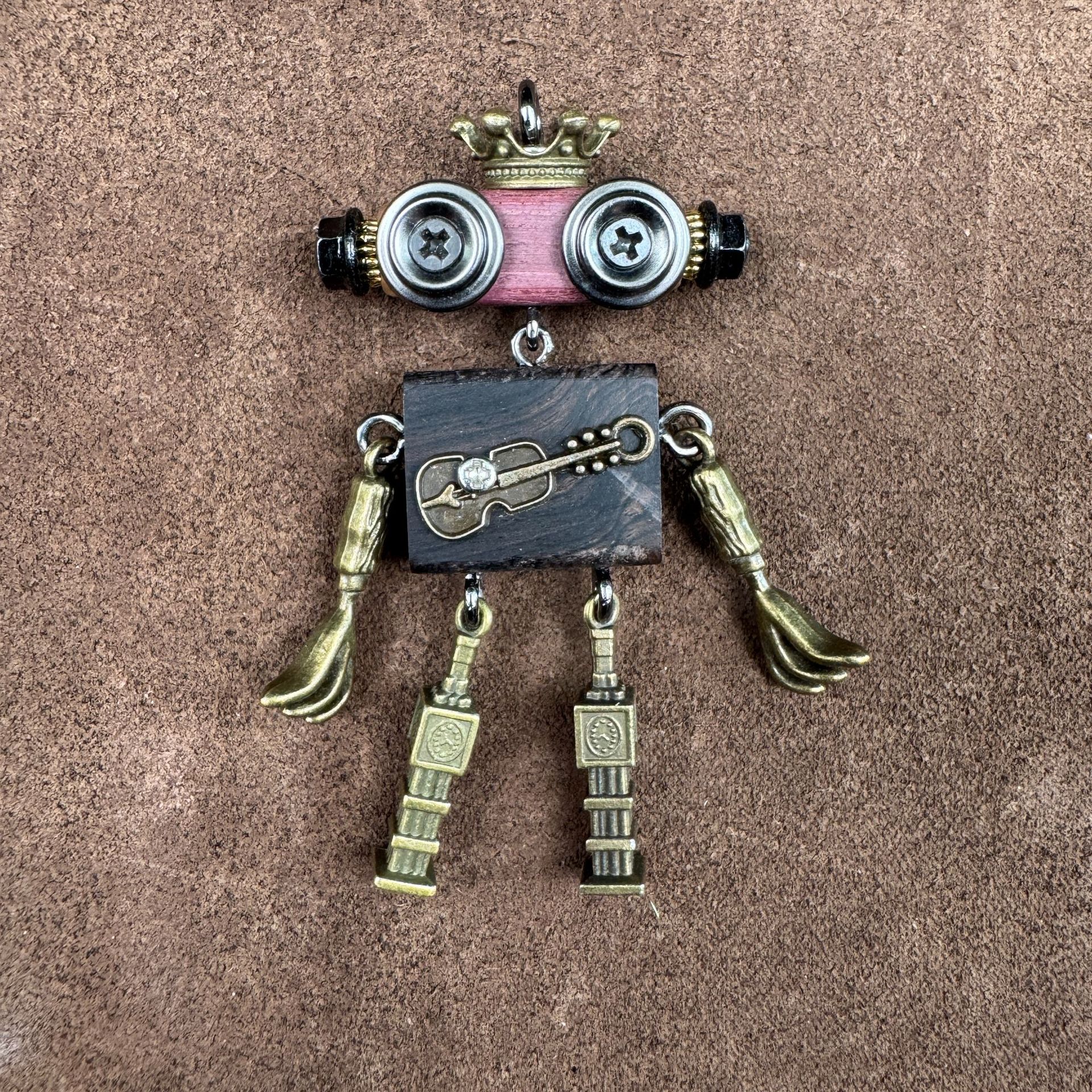 Steampunk Robot Wearable Art - Original Handmade Statement Pendant for Daily Style, Unisex Necklace & Tech Accessory