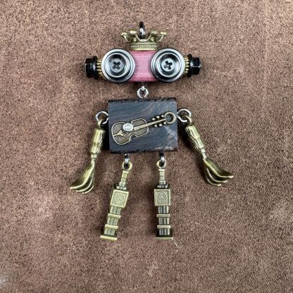 Steampunk Robot Wearable Art - Original Handmade Statement Pendant for Daily Style, Unisex Necklace & Tech Accessory