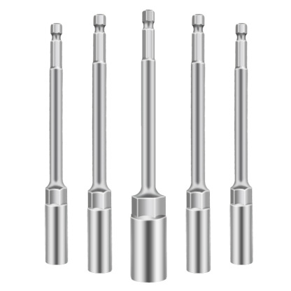 150mm Extended Deep-Wall Nut Driver Socket Set - Heavy-Duty Impact-Ready Hex Bit Sockets for Power Drills, Electric & Air Tools