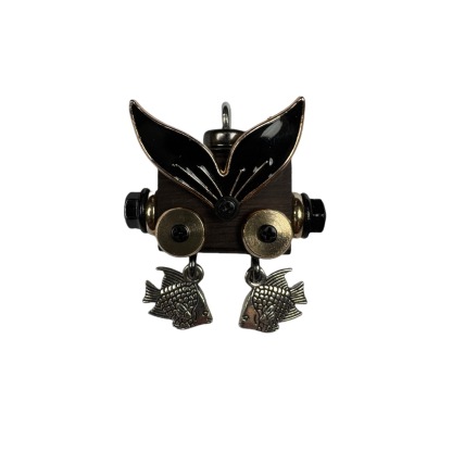 Clever Little Punk Robot - Handmade Wooden Keepsake for Daily Carry, Playful Unisex Necklace & Keychain Charm