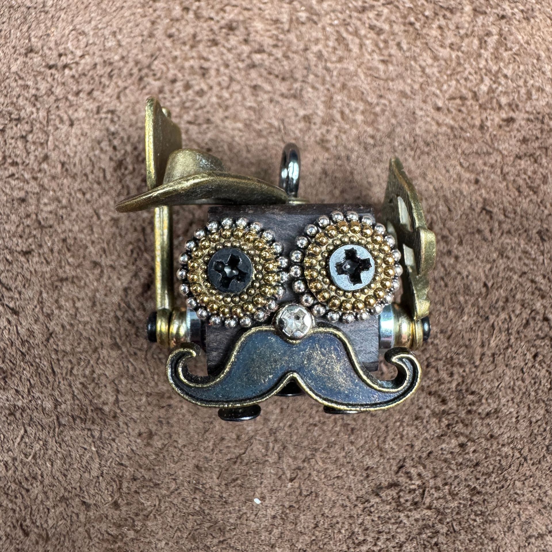 Handmade Steampunk Robot Pendant - Redwood Keychain, Phone Charm & Adjustable Unisex Necklace | Unique Gift