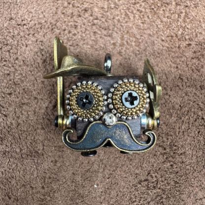 Handmade Steampunk Robot Pendant - Redwood Keychain, Phone Charm & Adjustable Unisex Necklace | Unique Gift
