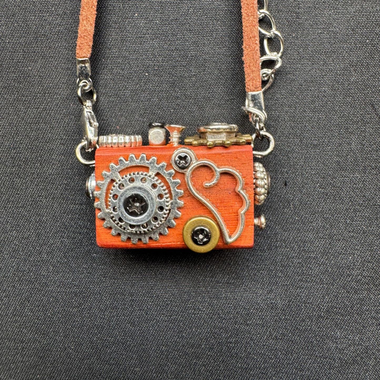 Retro-Futuristic Camera Robot - Original Handmade Punk Pendant for Statement Necklace or Keychain