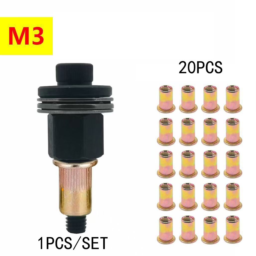 Hand Rivet Nut Tool Kit - Manual & Drill Powered - Complete Set with Free Rivet Nuts for M3 to M12 - Universal Fastener for Sheet Metal, Auto License Plate, Steel Studs