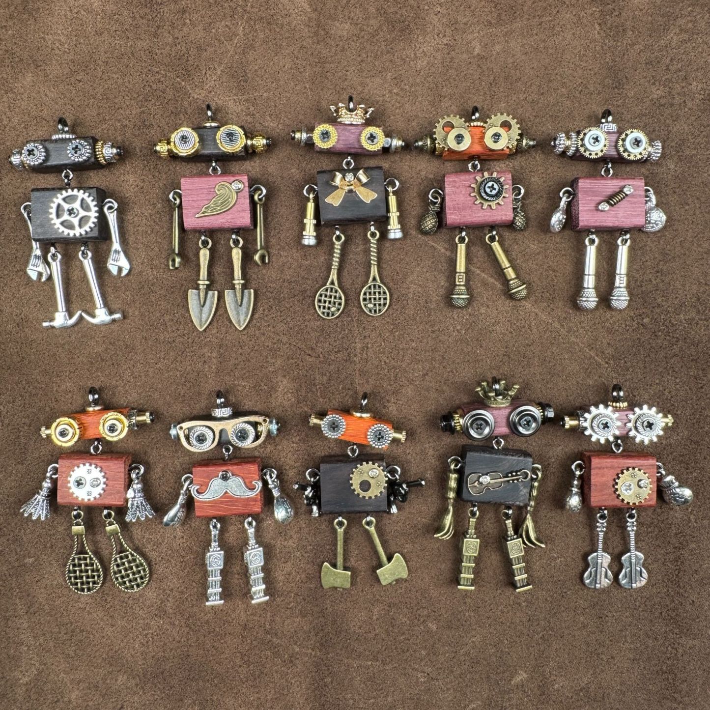 Steampunk Robot Wearable Art - Original Handmade Statement Pendant for Daily Style, Unisex Necklace & Tech Accessory