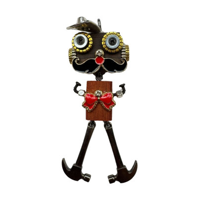  Wearable Art Toy: Steampunk Robot Pendant, Multi-Functional Wooden Charm for Jewelry & Tech Accessories