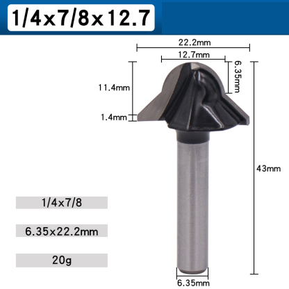 90° Round-Nose V-Groove Router Bit - Tungsten Carbide Tipped, 1/4" Shank, for Chamfering, Flanging & Slotting in Wall Panels, Wood Veneer, & Carbon Crystal Boards