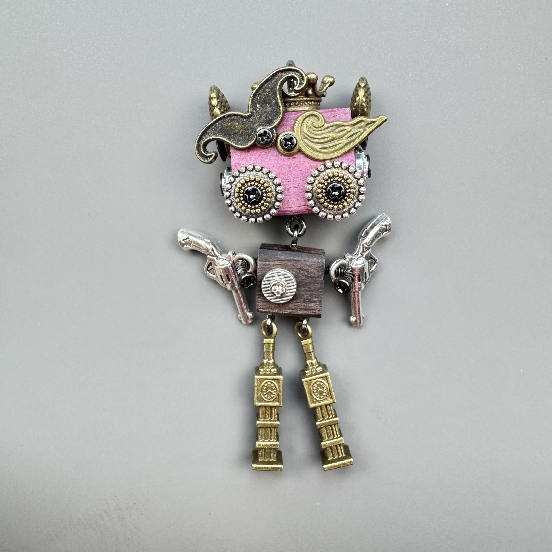 Handmade Punk Robot Pendant - Multi-Style Display Piece for Market Stall, Keychain, Phone Charm & Unisex Necklace