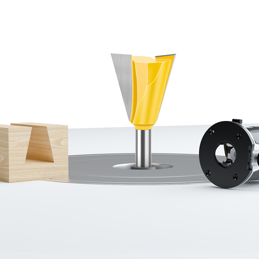 Dovetail Slot Bit - 1/4" & 1/2" Shank - Woodworking Router Bit for Dovetail Joints, Trim, and Edge Profiling - Teflon Coated